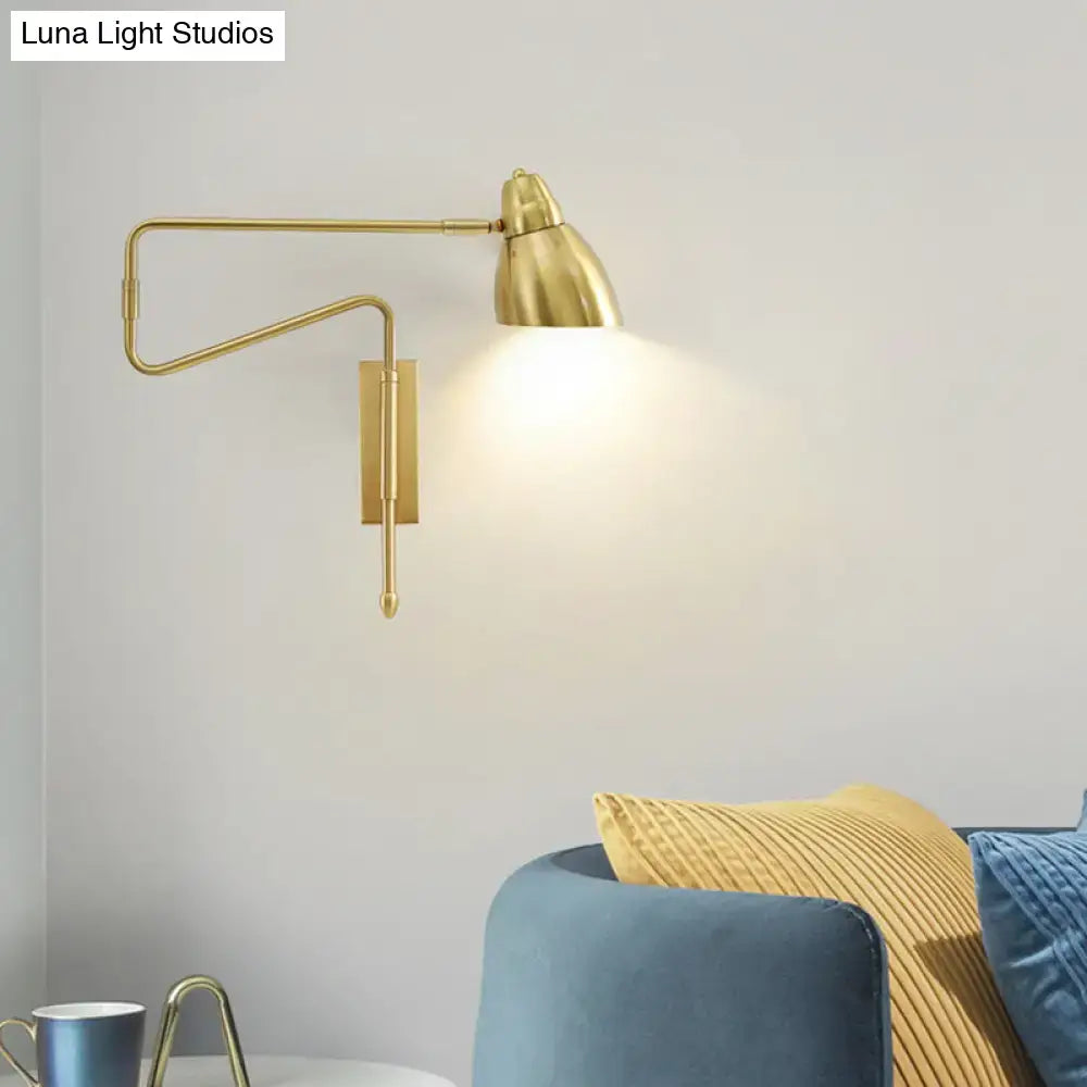 Modern black and brass task wall light for bedroom or studio