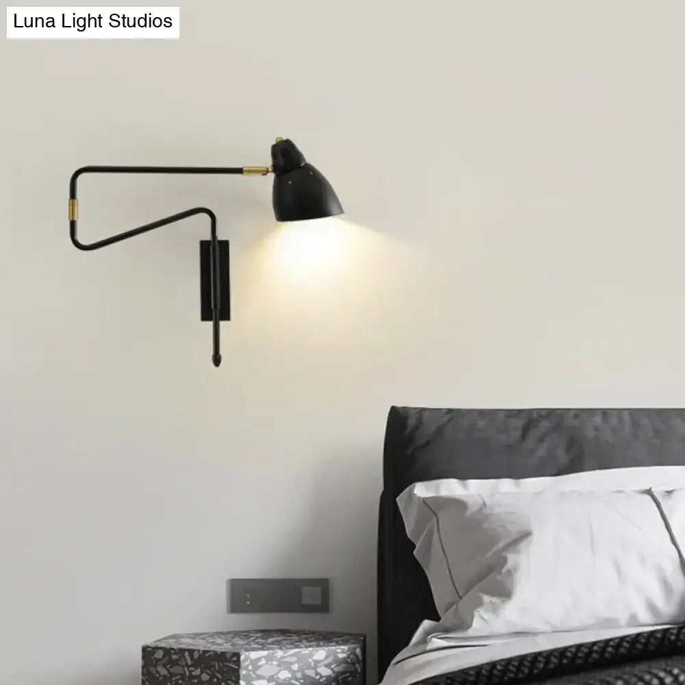 Modern black and brass task wall light for bedroom or studio