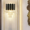 DecorBites™ Modern Clear Crystal Wall Sconce Light - Black, Tiered Design with 2 Lights