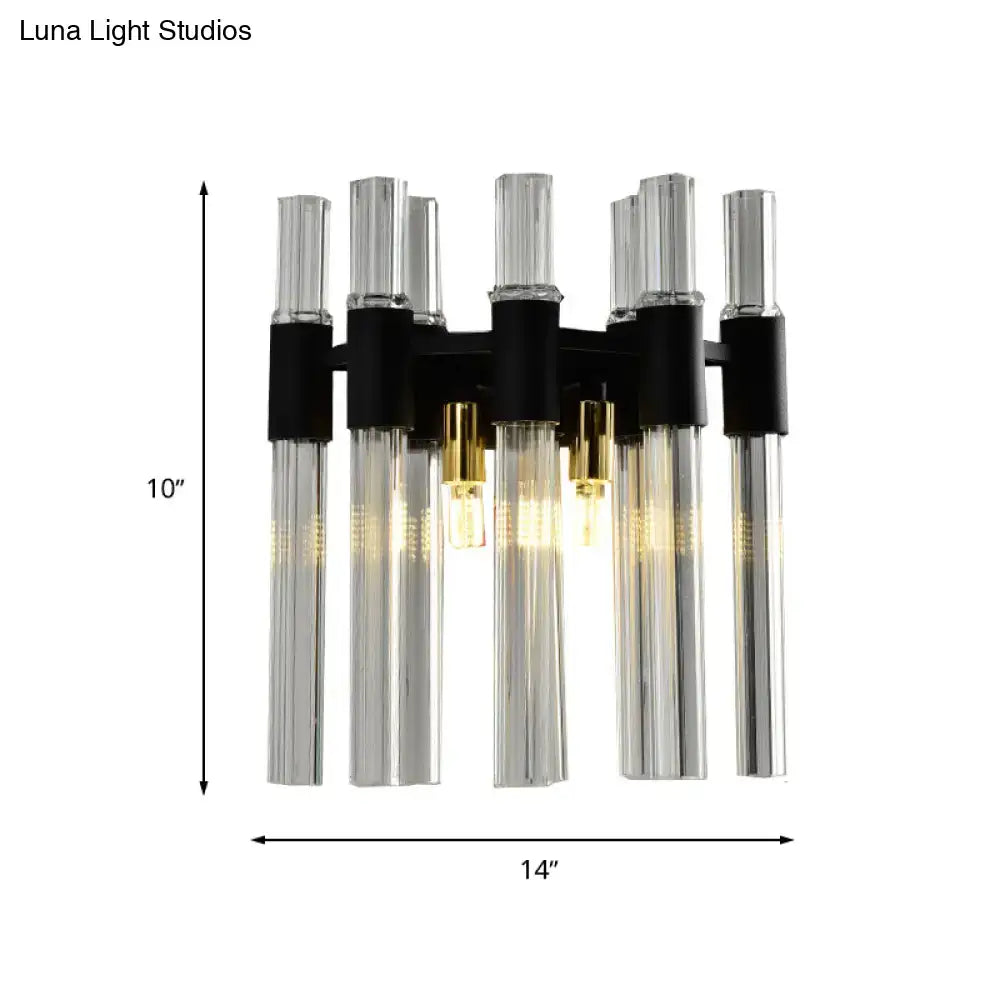 Modern black and clear glass tube wall lamp for living room