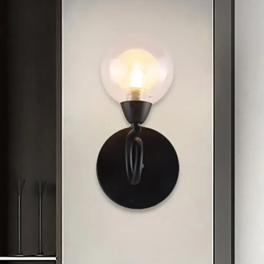 Modern black and clear glass wall lamp living room light fixture