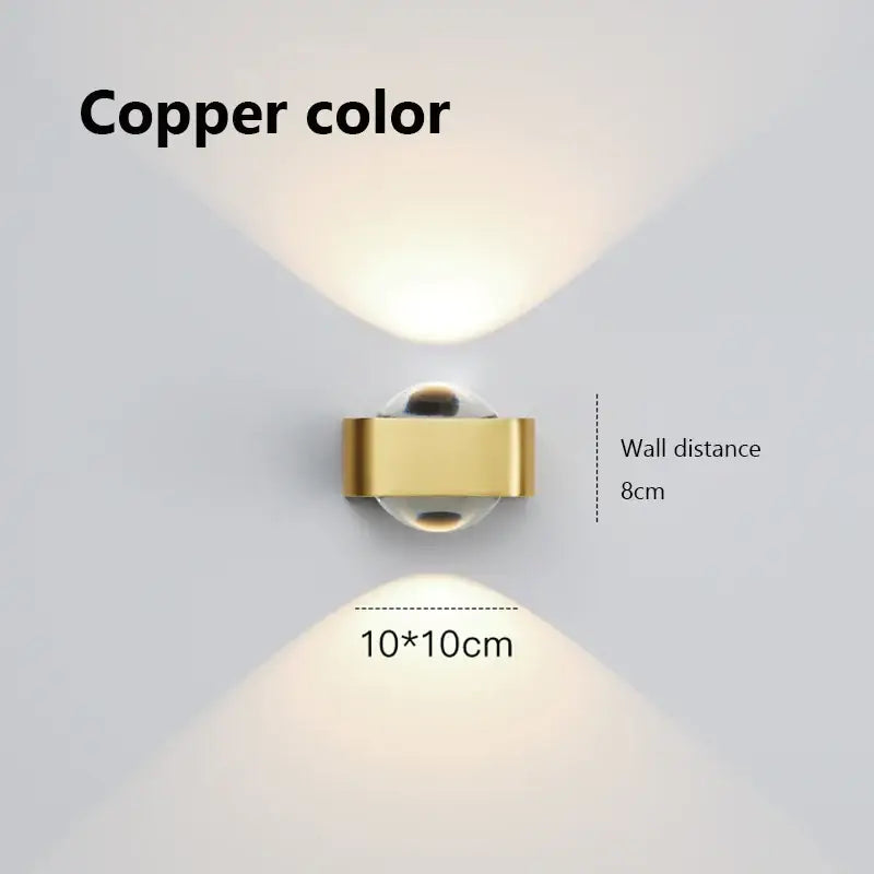 DecorBites™ Copper Bedroom Wall Lamp, Modern LED Double Head Spotlights, Luxury Living Room Sconce