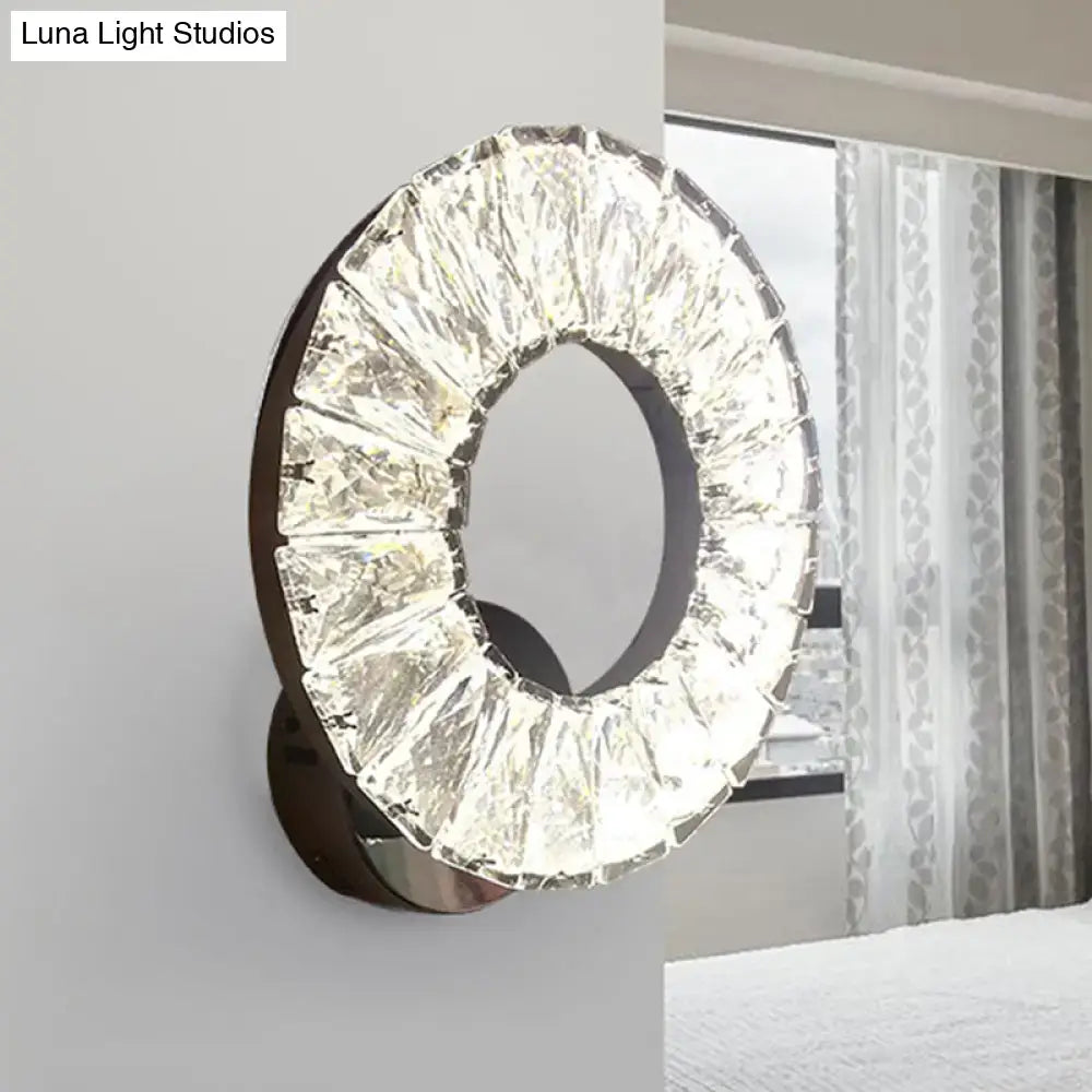 Modern black and crystal chrome wall sconce bedroom light