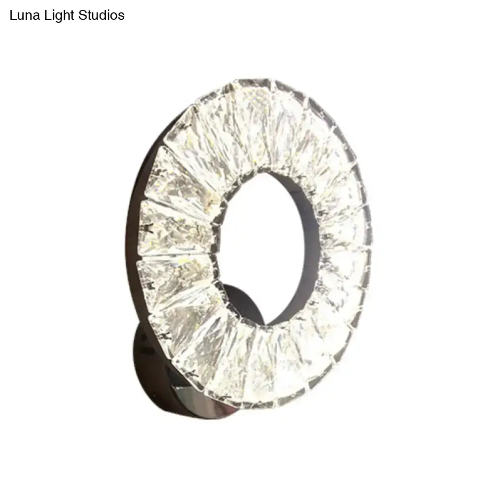 Modern black and crystal chrome wall sconce bedroom light