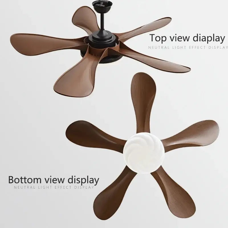 Modern black and dark wood ceiling fan light living room