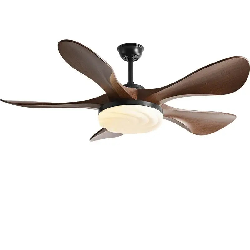 Modern black and dark wood ceiling fan light living room