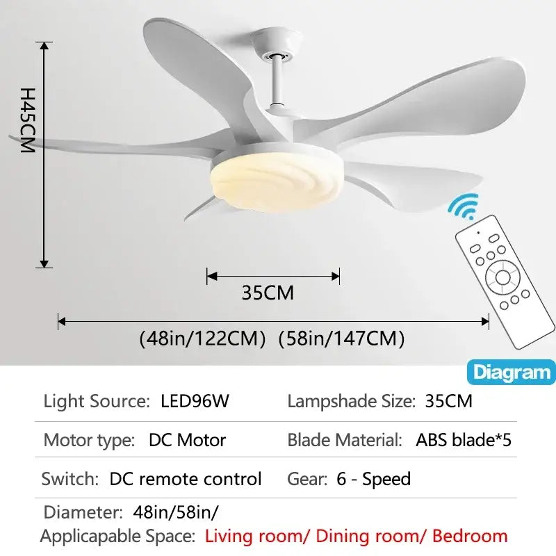 Modern black and dark wood ceiling fan light living room
