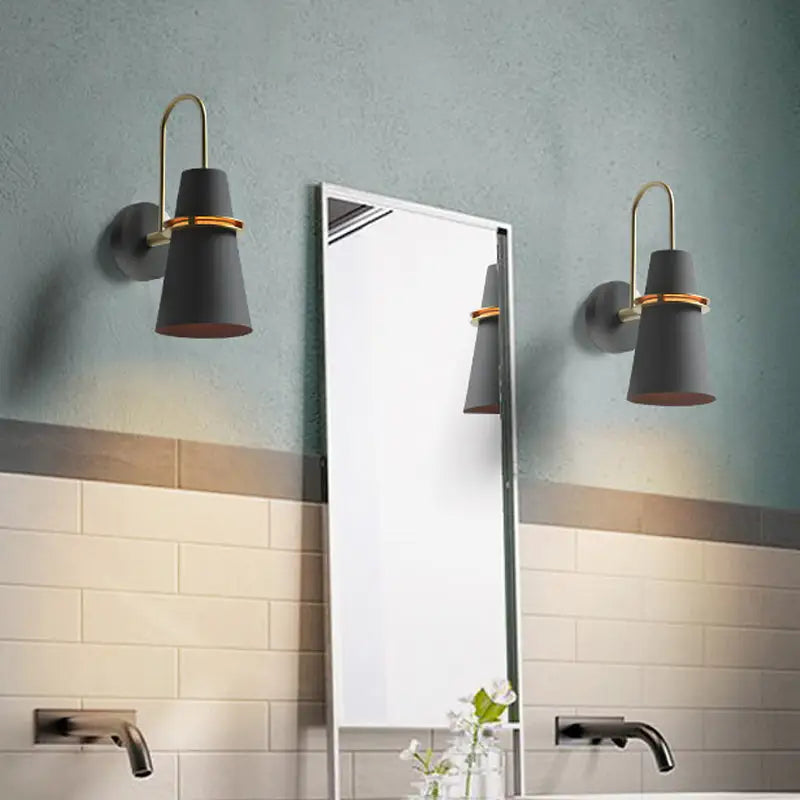 Modern black and gold conical sconce – dining room wall lamp