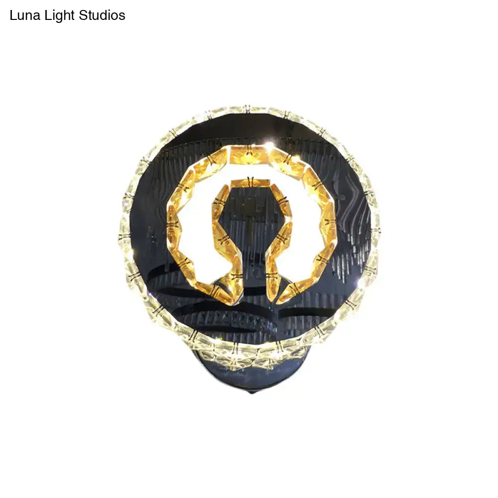 Modern black and gold crystal wall sconce bedroom warm white light