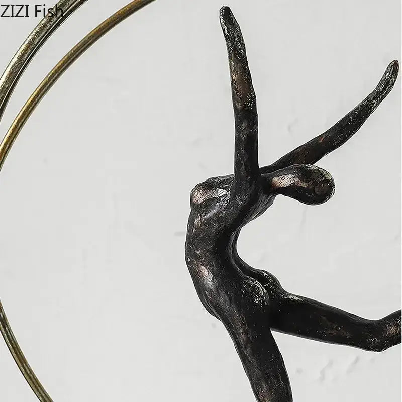 Modern black and gold decorbites gymnast figures living room sculpture