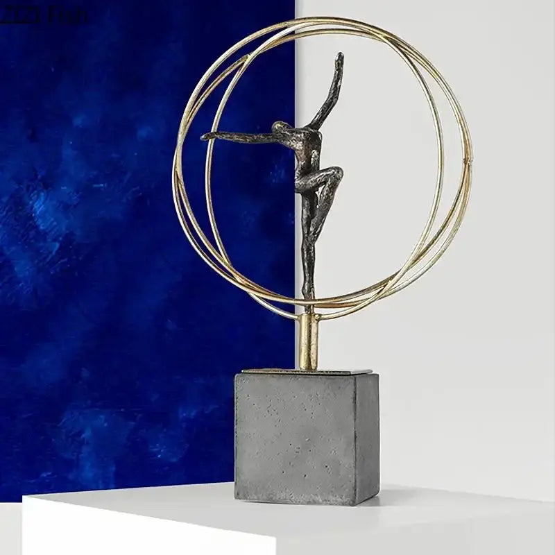Modern black and gold decorbites gymnast figures living room sculpture