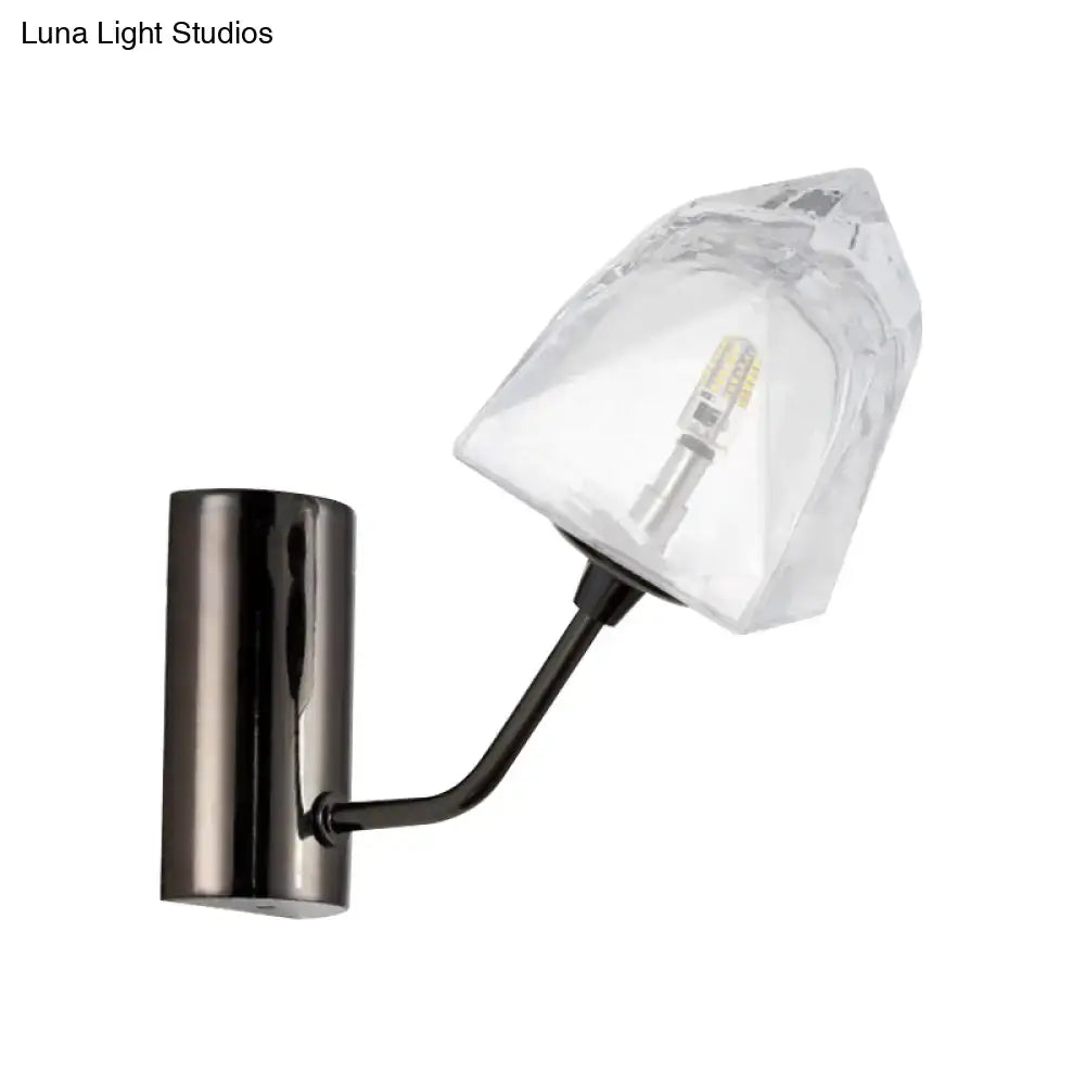 Modern black and gold faceted glass wall sconce stairway light