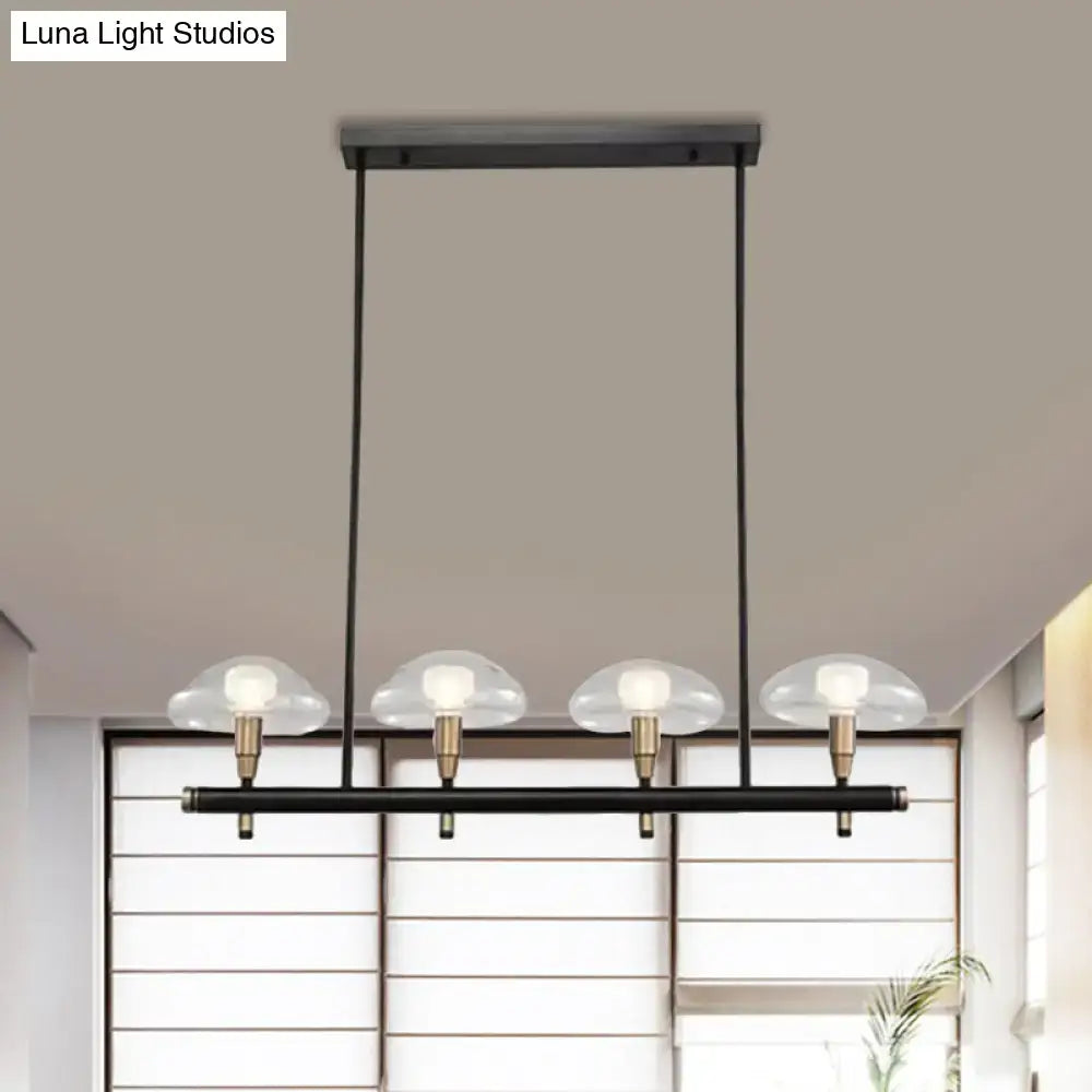 DecorBites™ Black Glass Island Pendant Light with 4/6 Clear Mushroom Shades - Ideal for Restaurants