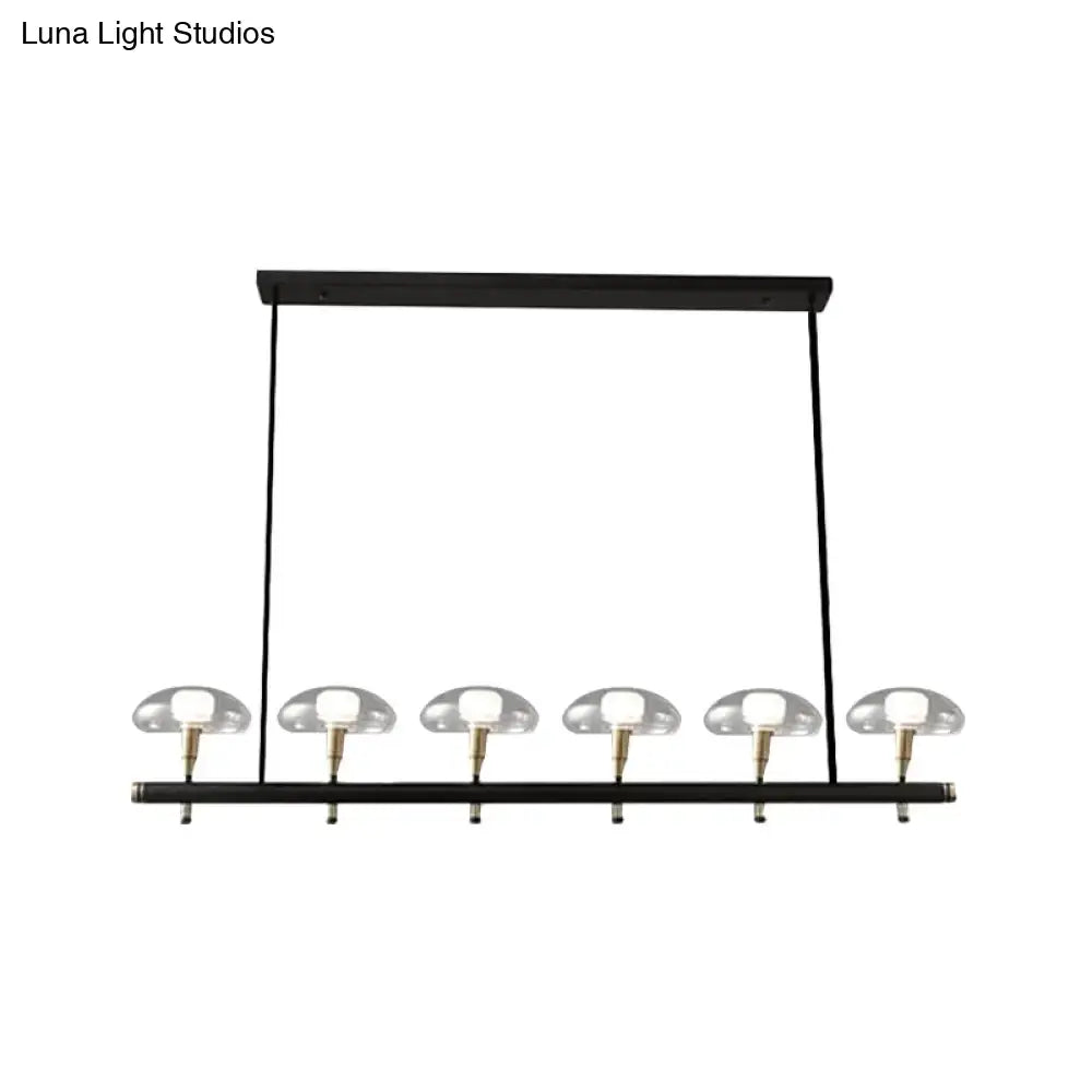 DecorBites™ Black Glass Island Pendant Light with 4/6 Clear Mushroom Shades - Ideal for Restaurants