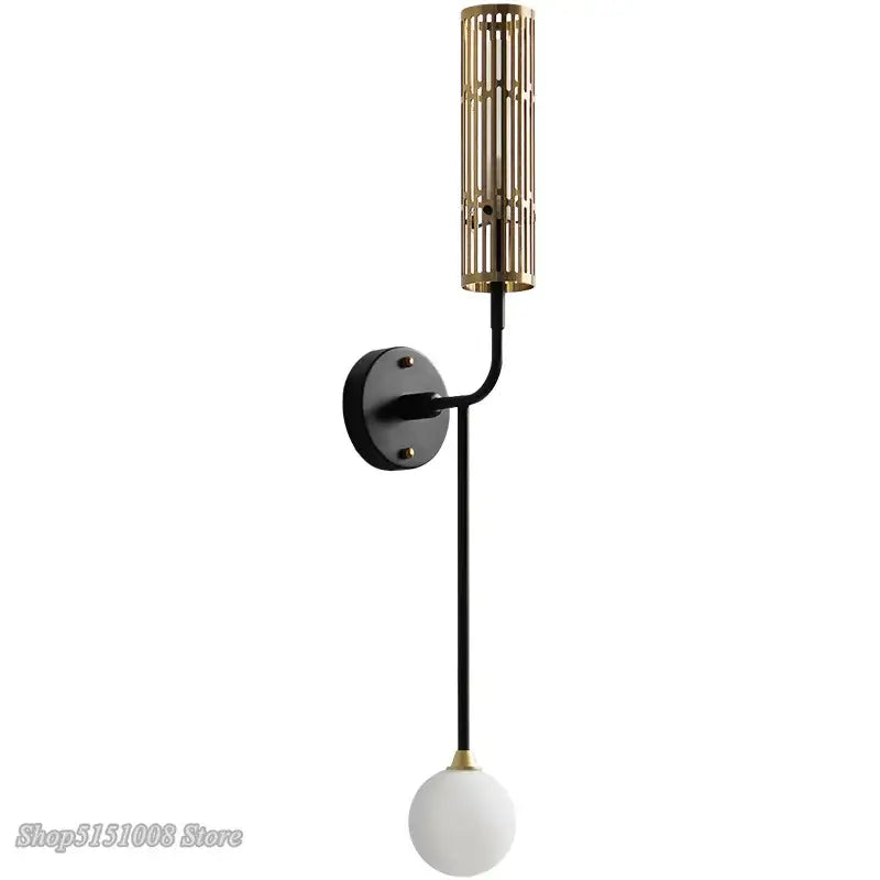 Modern black and gold led wall lamp living room glass sconce