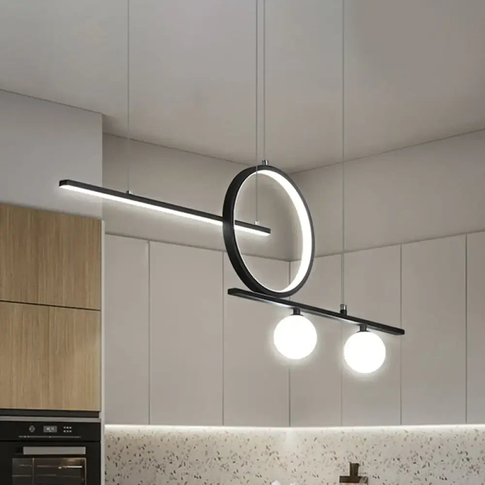 DecorBites™ Nordic Metal LED Island Lighting Pendant with Frosted Glass - Black/White/Gold Finish for Dining Room