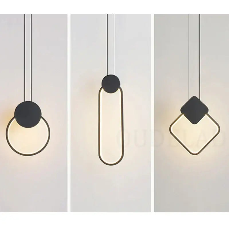 Modern black and gold ring pendant lamp for dining room led light
