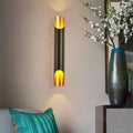 Modern black and gold tubular aluminum wall sconce for living room
