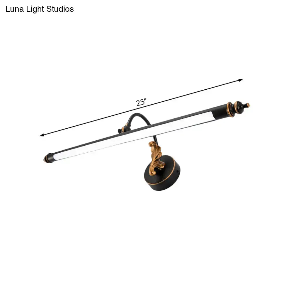 Modern black and gold tubular led wall light bathroom sconce