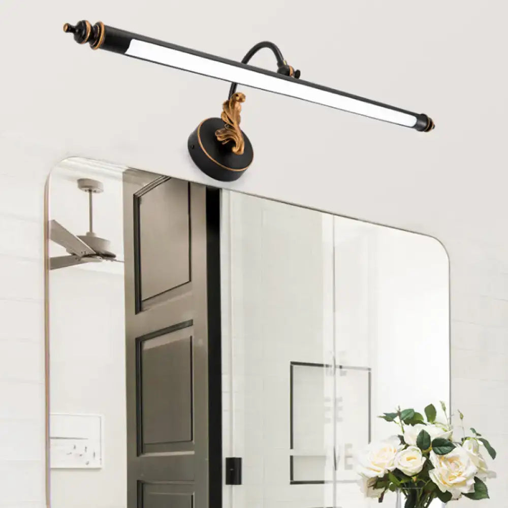 Modern black and gold tubular led wall light bathroom sconce