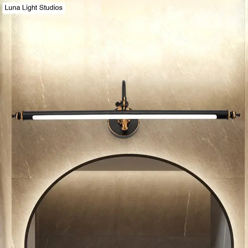 Modern black and gold tubular led wall light bathroom sconce