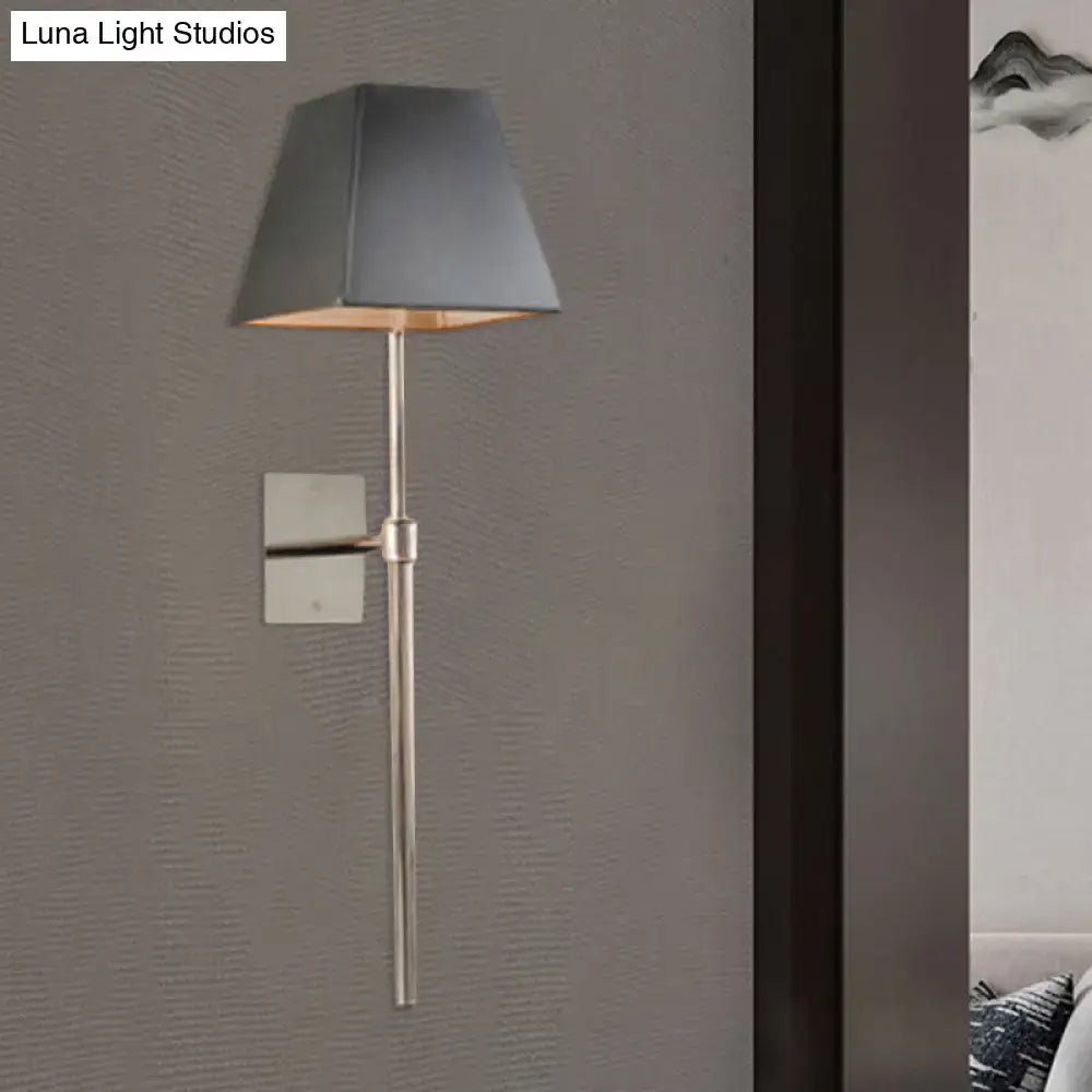 DecorBites™ Contemporary Black Fabric Tapered LED Wall Sconce Light for Bedside Lighting