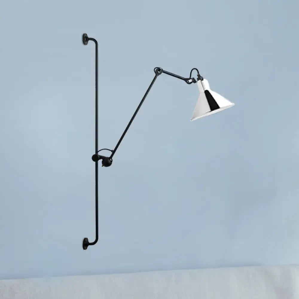 Modern black and white articulated bedroom wall lamp direct wired