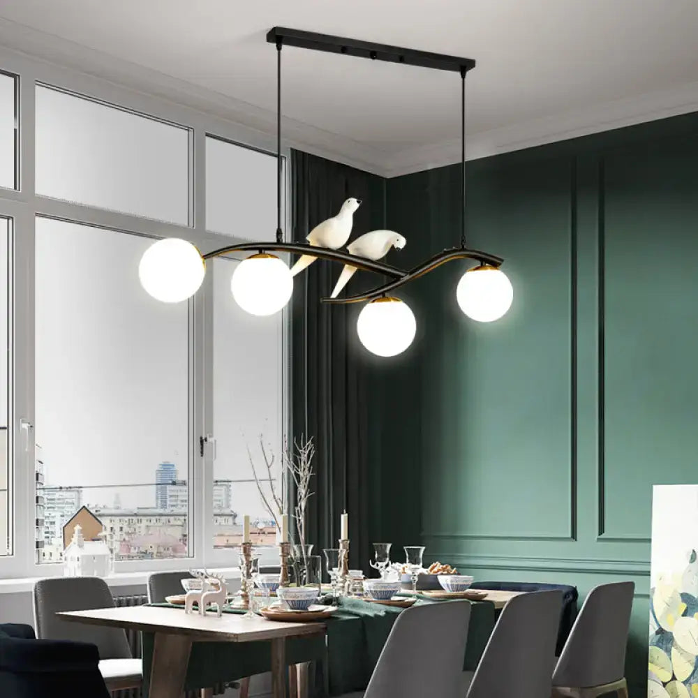 Modern black and white bird island light dining room cord length adjustable