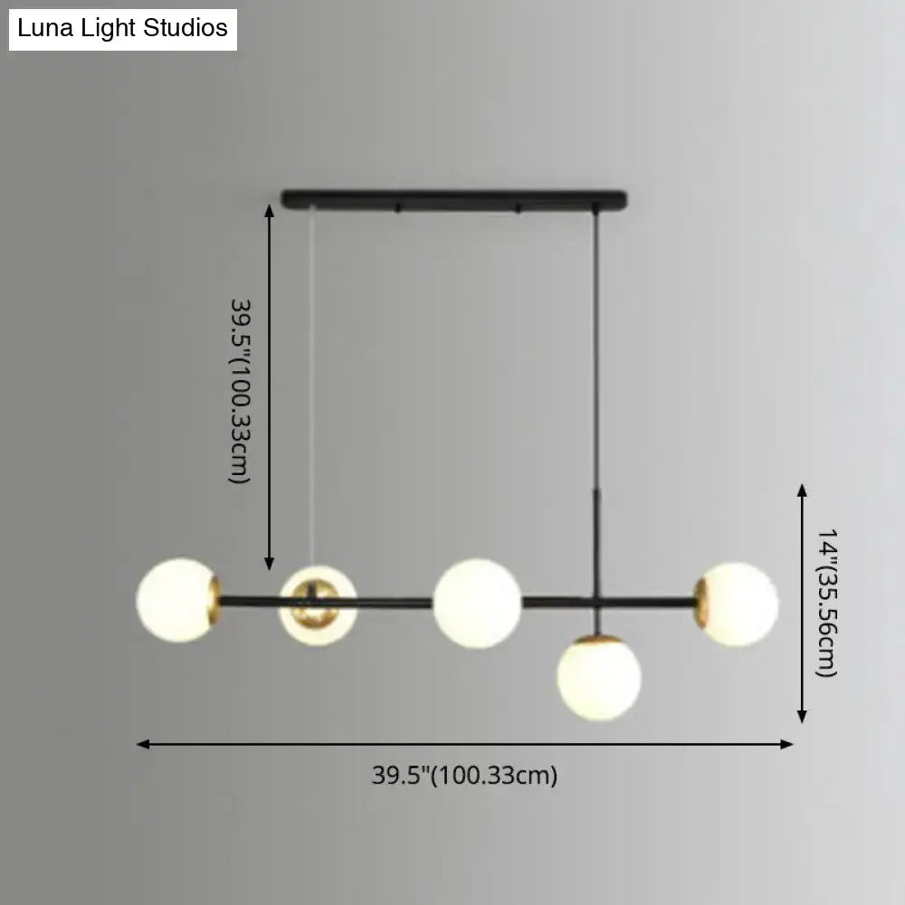 Modern black and white bird linear island pendant light dining room