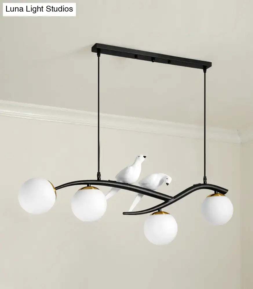 Modern black and white bird linear island pendant light dining room
