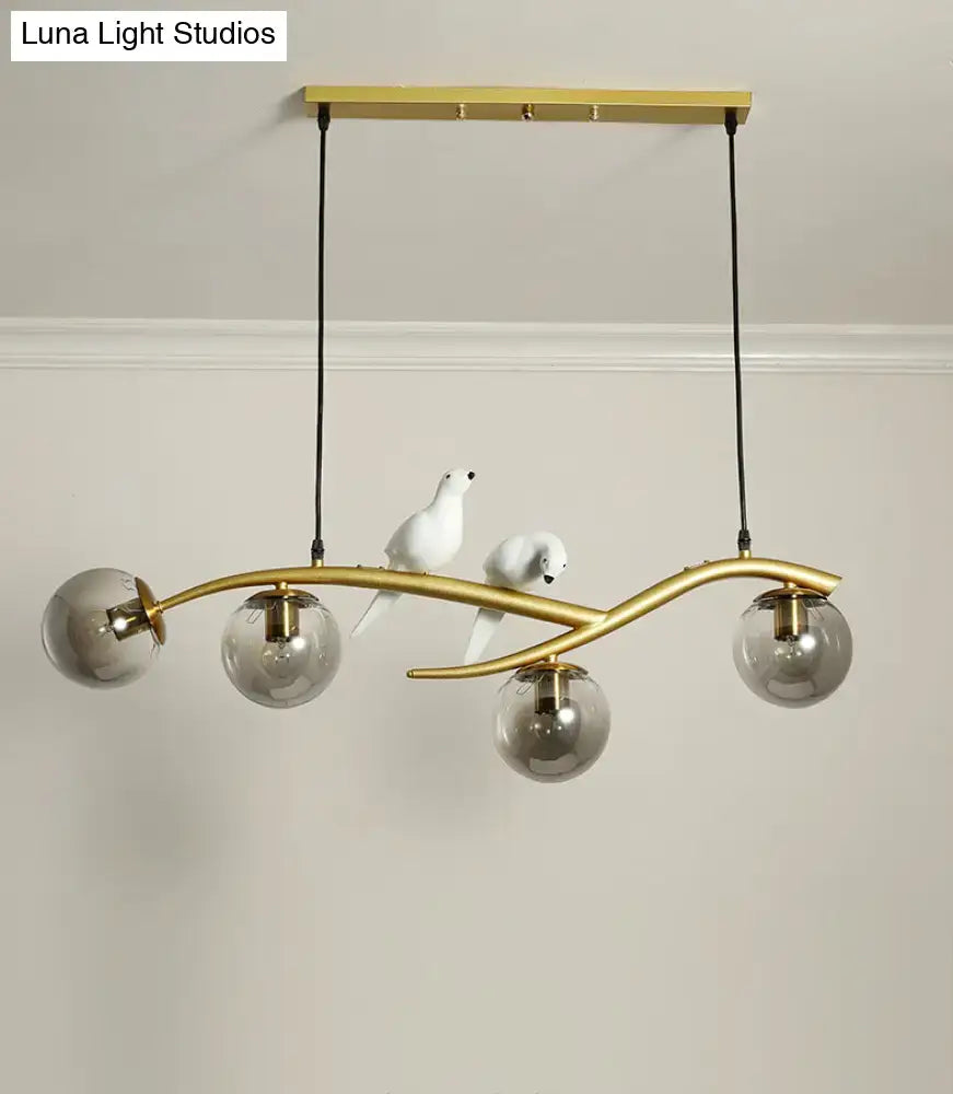 Modern black and white bird linear island pendant light dining room
