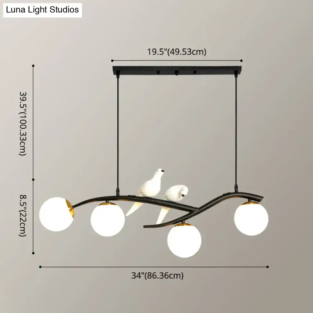 Modern black and white bird linear island pendant light dining room