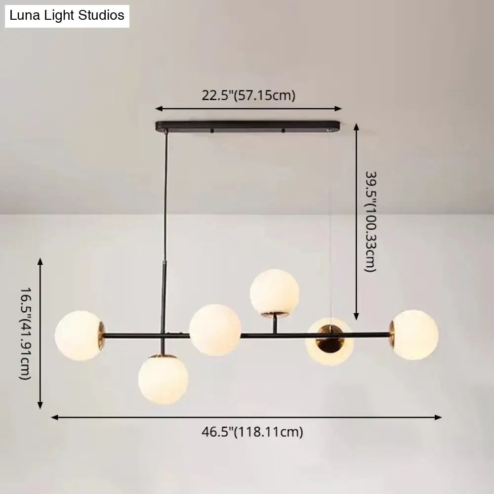 Modern black and white bird linear island pendant light dining room