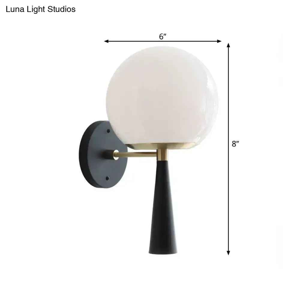 Modern black and white glass wall sconce bedroom light fixture