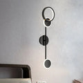 Modern black and white metallic round led wall sconce – living room