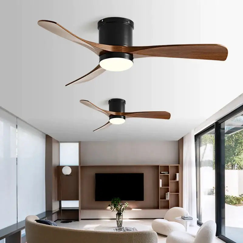 Modern black and wood 46in led ceiling fan for bedrooms