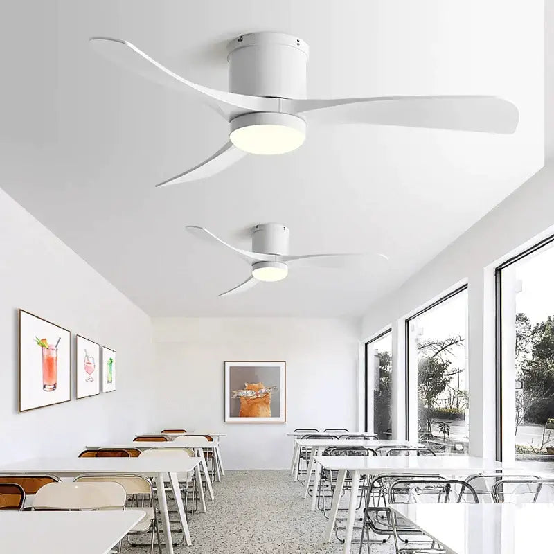 Modern black and wood 46in led ceiling fan for bedrooms