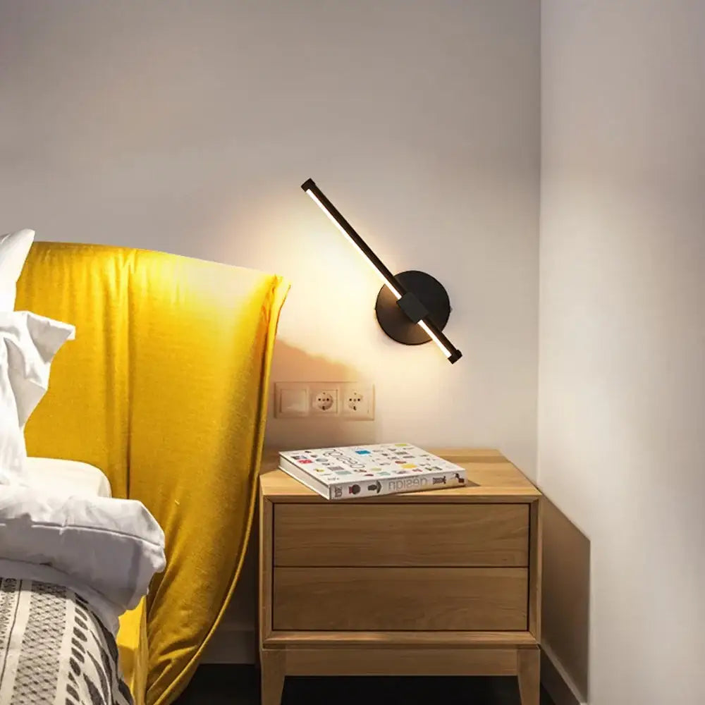 Modern black angular led wall light for bedroom decor