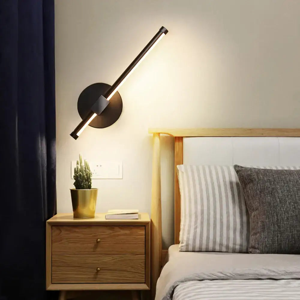 Modern black angular led wall light for bedroom decor