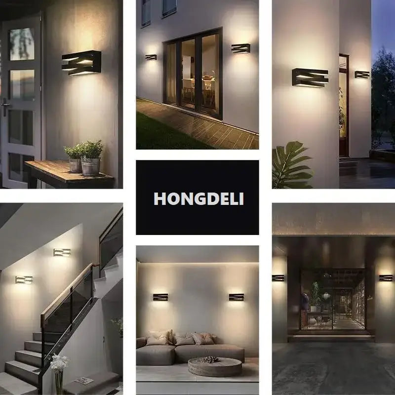 Modern black angular metal ip65 outdoor wall lamp for villa porch