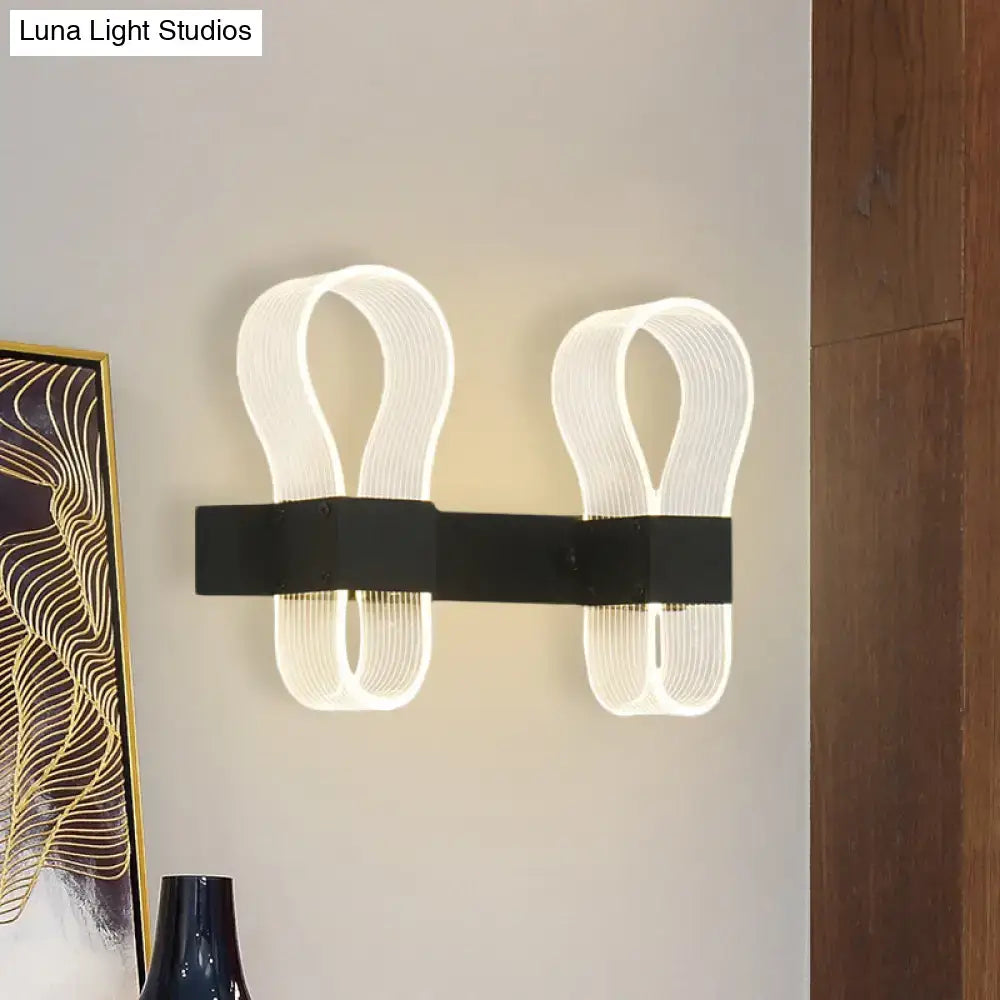 Modern black arc ring sconce wall lamp bedroom led light