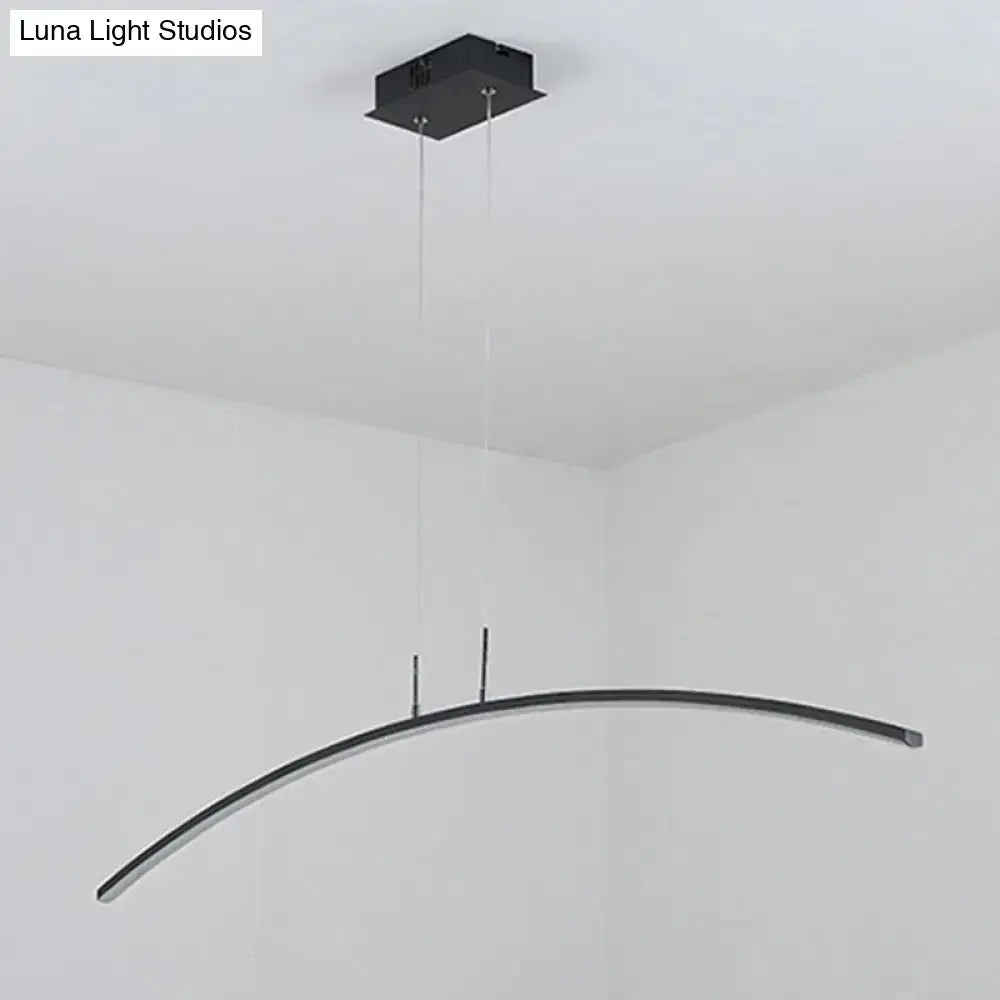 Modern black arched led pendant light for dining room island