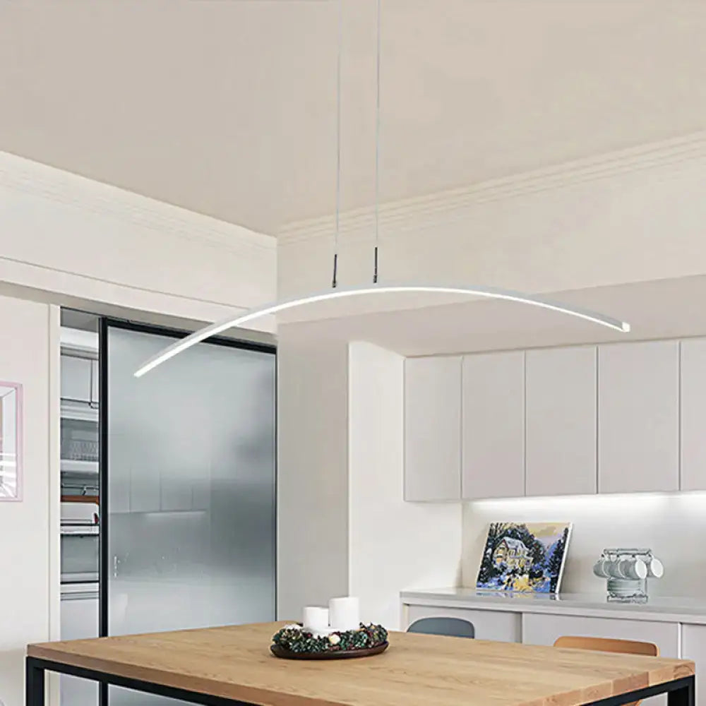 Modern black arched led pendant light for dining room island