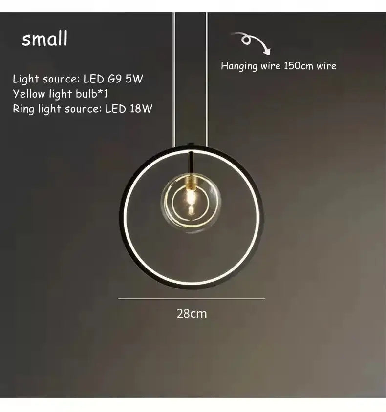 DecorBites™ Ball Bubble LED Chandelier: Modern Round Ring Pendant Light for Dining Room & Bar