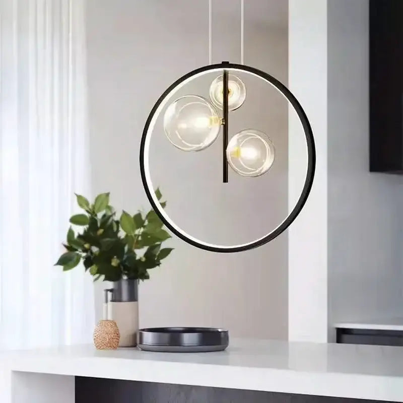 DecorBites™ Ball Bubble LED Chandelier: Modern Round Ring Pendant Light for Dining Room & Bar