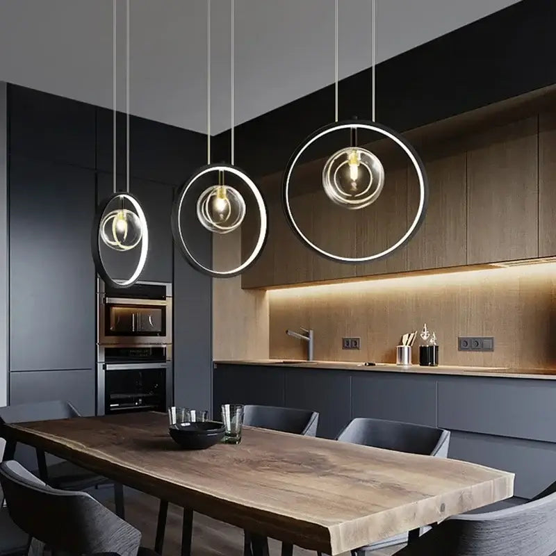 DecorBites™ Ball Bubble LED Chandelier: Modern Round Ring Pendant Light for Dining Room & Bar