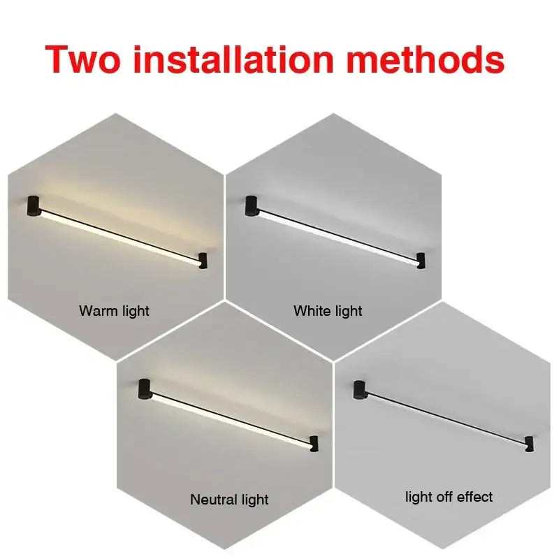 Modern black bar linear wall light for living room ambient lighting