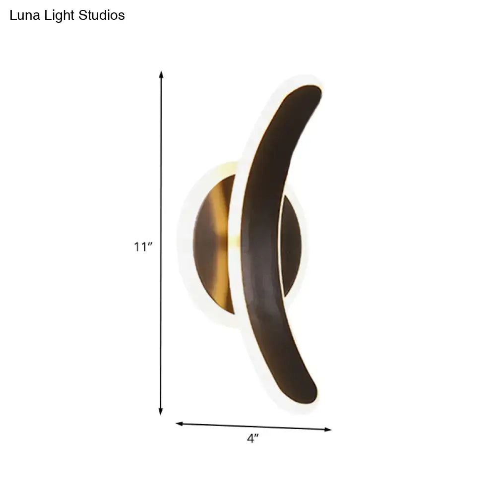 Modern black bend led wall mounted lamp bedroom white & warm light
