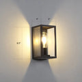 DecorBites™ Modern Black Box Patio Wall Sconce - Transparent Glass, 1-Bulb Lighting Fixture