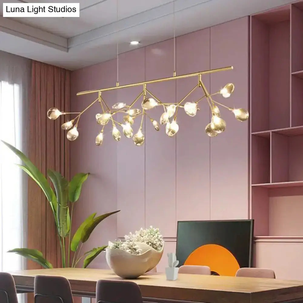 DecorBites™ Nordic Style Clear Glass LED Dining Room Pendant Light - Firefly Island Branch Design